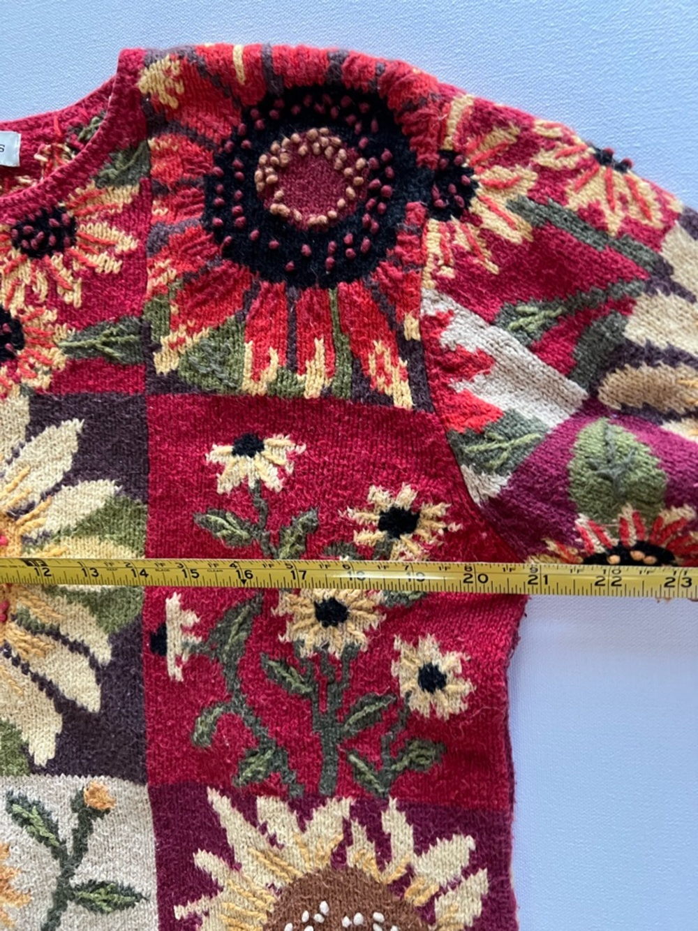 David Brooks Sunflower Patchwork Knit Sweater In … - image 8